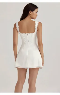 House of CB Tilly Pin Tuck Mini Dress White Size S / Au 8 for rent on The Volte - image 7