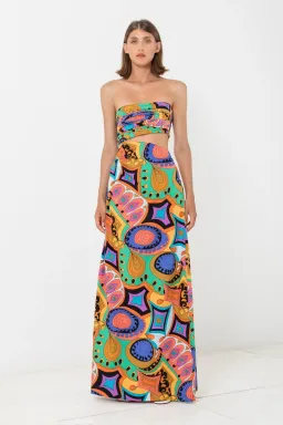 S/W/F Asymmetric Cut Out Maxi Dress Print Size 8 for rent on The Volte - image 1