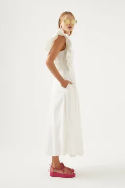 Aje Bonjour Asymmetric Midi Dress White Size 8 for rent on The Volte - image 2