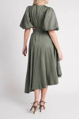 Aje Tidal Tucked Cut Out Midi Dress Green Size 8 for rent on The Volte - image 3