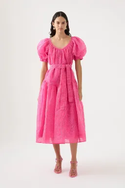 Aje Evangeline Cornelli Midi Dress Protea Pink Size 16 for rent on The Volte - image 1