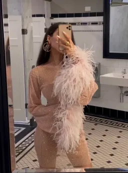 Santa Brands Feathers Mini Dress Blush One Size  for rent on The Volte - image 5