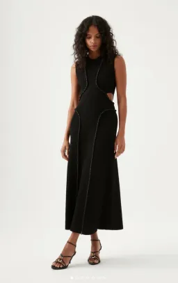 Aje Arp Cut Out Knit Midi Dress Black Size 6  for rent on The Volte - image 1