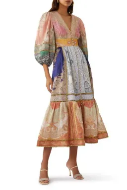 Zimmermann Anneke Lantern Midi Dress Spliced Size 0 / AU 8 for rent on The Volte - image 2