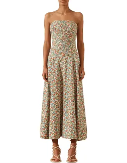 Shona Joy Ulani Strapless Pleated Midi Dress Floral Size 8 for rent on The Volte - image 1