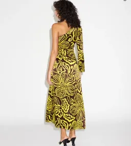 Lover Solana Silk One Shoulder Cut Outs Midi Dress Size AU 12  for rent on The Volte - image 2