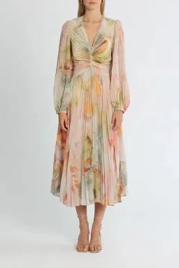 Ministry of Style Sunrise Midi Dress Blush Multi Print size AU 12 for rent on The Volte - image 1