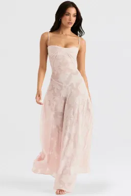 House Of CB Seren Corset Lace Back Maxi Dress Soft Pink Floral Size XS / AU 6 for rent on The Volte - image 7