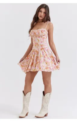 House of CB Alejandra Corset Mini Dress Light Lavender Floral Size S / AU 8 for rent on The Volte - image 1