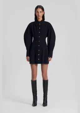 Scanlan Theodore Denim Cocoon Sleeve Mini Dress Washed Black Size 6 / XS for rent on The Volte - image 1