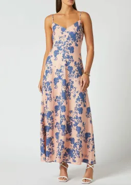 Scanlan Theodore Coral Linen Slip Dress Floral Size 10 for rent on The Volte - image 1