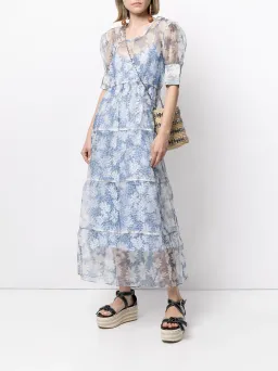 Sir the Label Anais Puff-Sleeve Maxi Dress in Blue Floral Size 3 / AU 12 for rent on The Volte - image 1