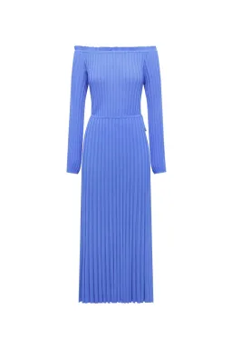 Scanlan Theodore Pleated Rib Cold Shoulder Dress Blue Size XS/AU 6 for rent on The Volte - image 3