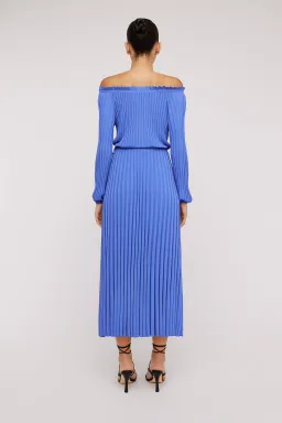 Scanlan Theodore Pleated Rib Cold Shoulder Dress Blue Size XS/AU 6 for rent on The Volte - image 2
