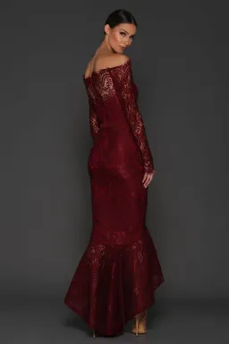 Elle Zeitoune Marchesa Dress Burgundy Size 10 for rent on The Volte - image 3