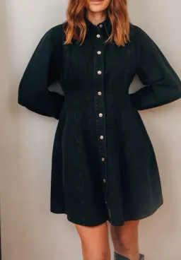 Scanlan Theodore Black Denim Cocoon Sleeve Mini Dress Size 10 for rent on The Volte - image 2