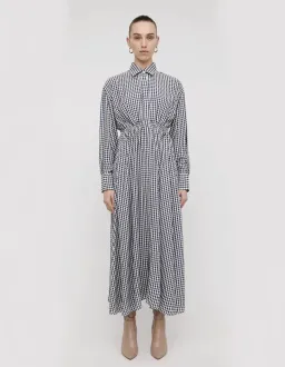 Scanlan Theodore Gingham Dress Navy Cream Size 10 for rent on The Volte - image 1
