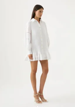Aje Lotus Shirt Mini Dress White Size AU 10  for rent on The Volte - image 2