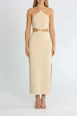 Bec & Bridge Iris Halter Midi Dress Macadamia Nude Size AU 14 for rent on The Volte - image 1