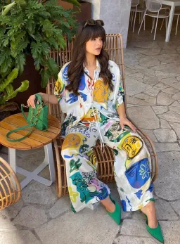 Alemais Soleil Silk Shirt and Pants Set Print Size 8 for rent on The Volte - image 2