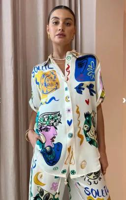 Alemais Soleil Silk Shirt and Pants Set Print Size 8 for rent on The Volte - image 3