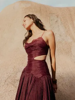 Aje Laurier Wave Maxi Dress Burgundy Size 12 / L for rent on The Volte - image 5