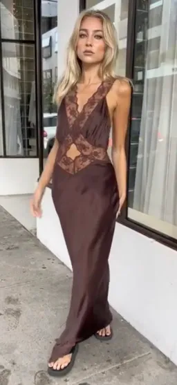 Sir the Label Aries Cut Out Gown Chocolate Size 0P / AU 6 for rent on The Volte - image 2