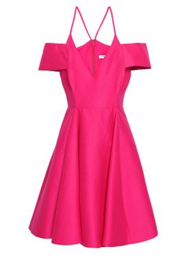 Halston Heritage Cold Shoulder Dress Fushia Size 10 for rent on The Volte - image 3