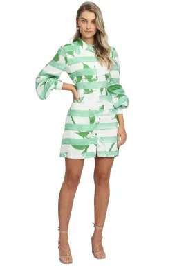 LEO LIN Rose Blanche Mini Dress Green Multi Print size 8 for rent on The Volte - image 1