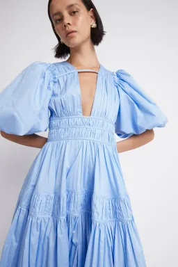 Aje Fallingwater Gathered Midi Dress Blue Size 10 / M for rent on The Volte - image 2