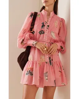 Alemais Cleo Smock Mini Dress Pink/Print Size 10 for rent on The Volte - image 3