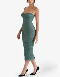 House Of Cb Joelle Forest Lace Midi Dress Green Size 8 for rent on The Volte - image 3