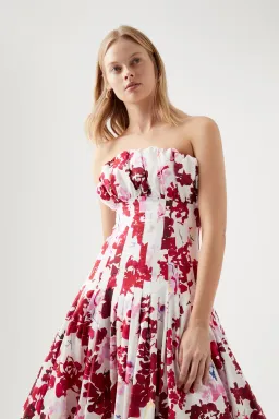 Aje Mathilde Bubble Hem Midi Dress Rose Print Size 12 for rent on The Volte - image 2