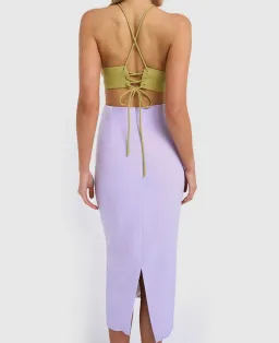 By Johnny The Fresco Halter Maxi Dress Lilac/Green Size 12 for rent on The Volte - image 3