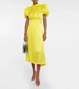Rotate By Birger Christensen Heavy Satin Midi Dress Blazing Yellow Size 10 for rent on The Volte - image 2