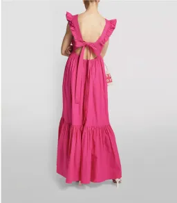 Self-Portrait Ruffled Cotton Poplin Maxi Dress in Pink Size 12 for rent on The Volte - image 2