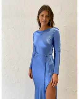 Bec & Bridge Delphine Long Sleeve Midi Dress in Cornflower Blue Size AU 6 for rent on The Volte - image 5
