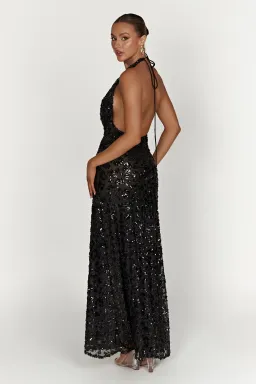 Meshki Nicola Plunge Neck Sequin Maxi Black Size M/AU 10 for rent on The Volte - image 3