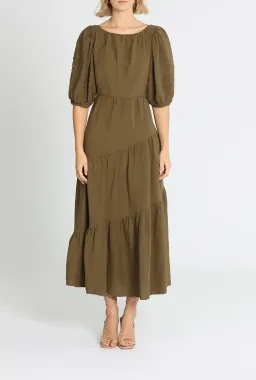 Shona Joy Juliana Midi Dress Khaki Size 10 for rent on The Volte - image 1
