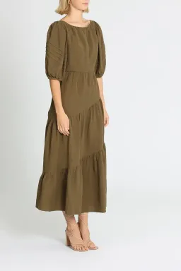 Shona Joy Juliana Midi Dress Khaki Size 10 for rent on The Volte - image 2