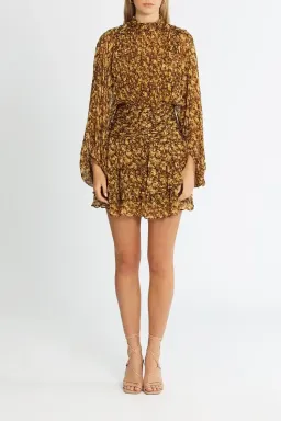 Shona Joy Carmela Long Sleeve Ruched Mini Dress Multi Print Size 8 for rent on The Volte - image 1
