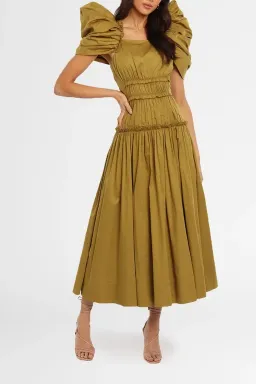 AJE Frequency Midi Dress Khaki Size 8 for rent on The Volte - image 3