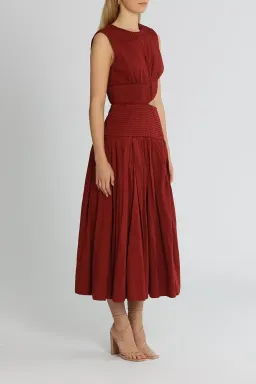 AJE Cascade Cut Out Dress Burgundy Size 14 for rent on The Volte - image 2