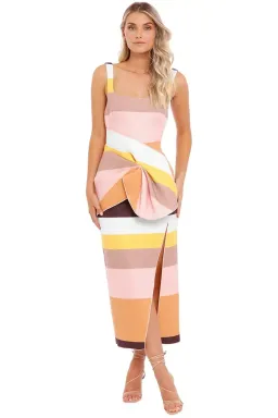 Acler Harper Dress Rainbow Stripe Multi Size 8 for rent on The Volte - image 1