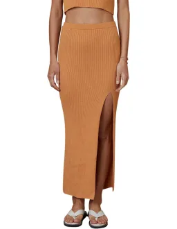 Bec & Bridge Margot Knit Midi Skirt Nutmeg Size 12 for rent on The Volte - image 2
