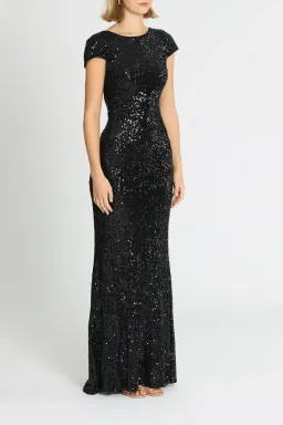 Badgley Mischka Sequin Cowl Back Gown Black Size 8 for rent on The Volte - image 2