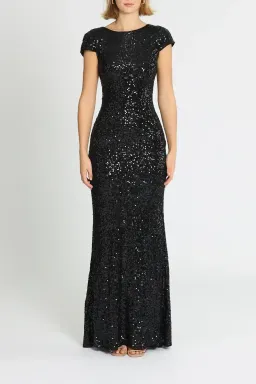 Badgley Mischka Sequin Cowl Back Gown Black Size 8 for rent on The Volte - image 1