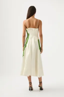 Aje Paradiso Green Floral Cinched Midi Dress Native Gumnut Floral Size 14 for rent on The Volte - image 2