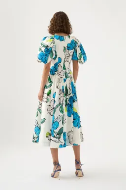 AJE Pedestal Corseted Midi Dress Cool Camellia  Size 8  for rent on The Volte - image 2