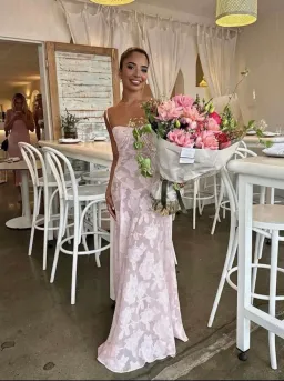 House Of Cb Seren Maxi Dress Soft Pink Size 10 for rent on The Volte - image 1